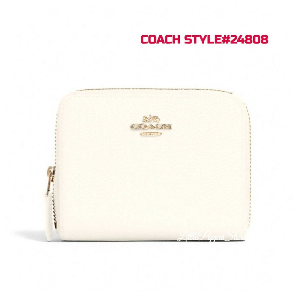 COACH SMALL ZIP AROUND WALLET IN LEATHER IM/CHALK